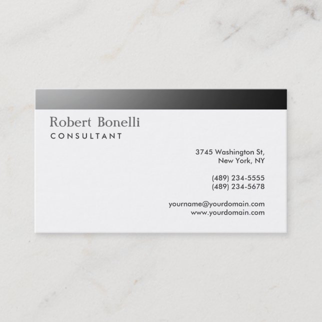 Black White Plain Grey Consultant Business Card (Front)