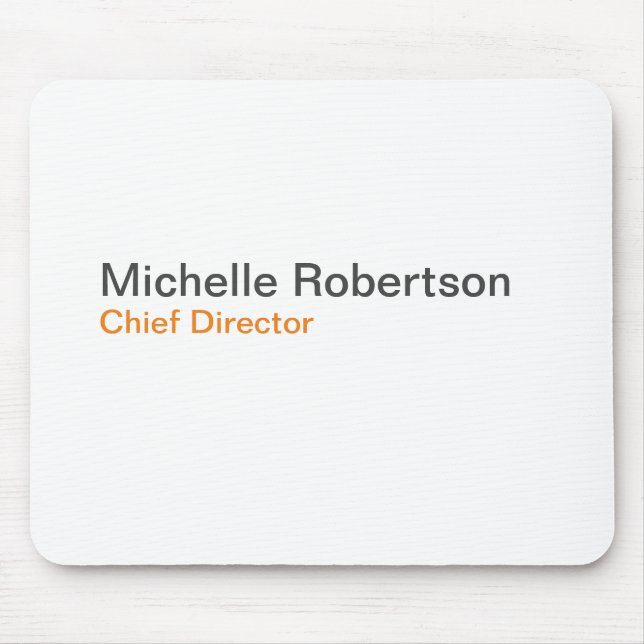 Black White Plain Minimalist Add Own Name Mouse Mat (Front)