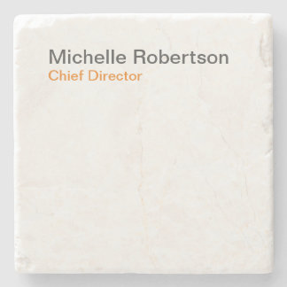 Black White Plain Minimalist Add Own Name Stone Coaster