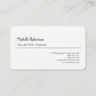 Black White Plain Minimalist Personalised Business Card