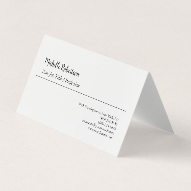 Black White Plain Minimalist Personalised Business Card (Front)