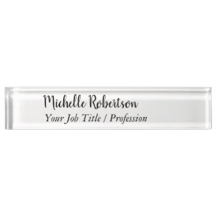 Black White Plain Minimalist Personalised Nameplate
