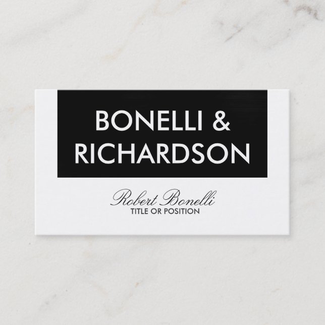 Black White Plain Modern Business Card (Front)