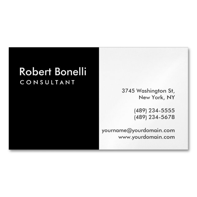 Black White Plain Modern Consultant Business Card (Front)
