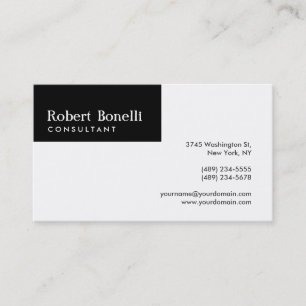 Black White Plain Modern Consultant Business Card