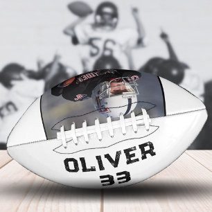 Black & White Player Name Number Photo Keepsake American Football