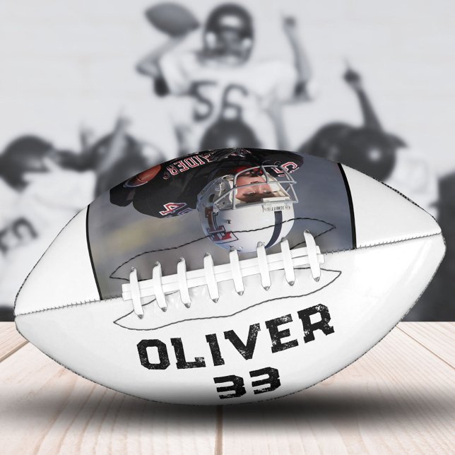 Black & White Player Name Number Photo Keepsake American Football (Creator Uploaded)