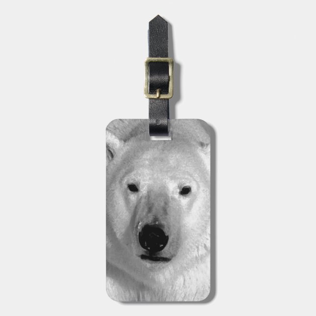 Black & White Polar Bear Luggage Tags (Front Vertical)