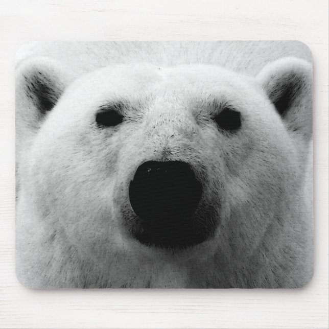 Black & White Polar Bear Mouse Mat (Front)