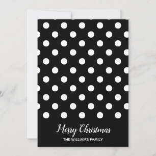 Black White Polka Dot Black Merry Christmas Holiday Card