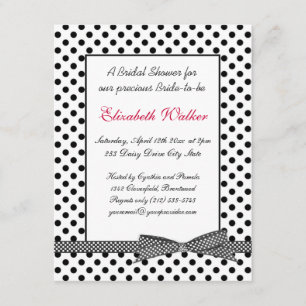Black white polka dot bow Bridal Shower Invitation