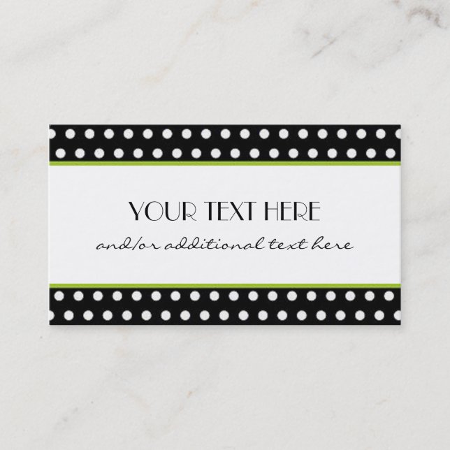 Black & White Polka Dot Business Card (Front)