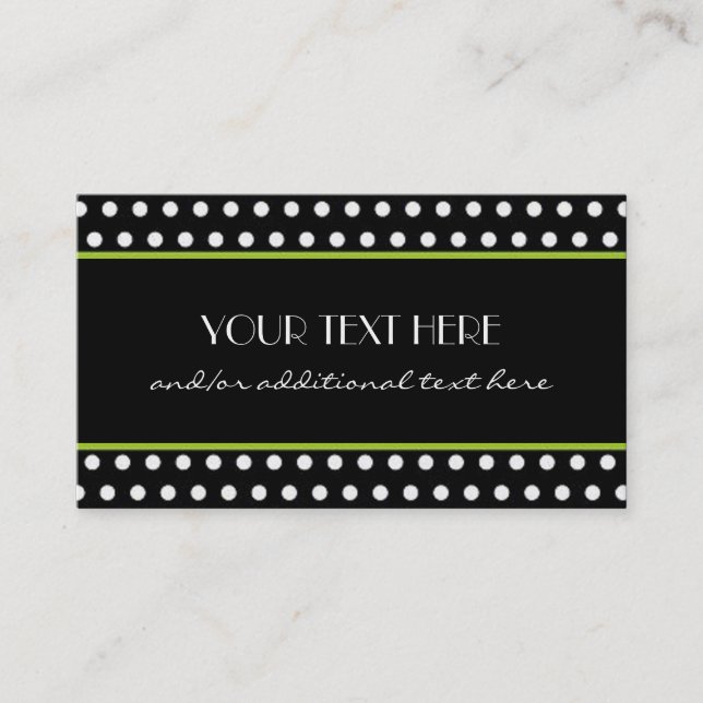 Black & White Polka Dot Business Card (Front)