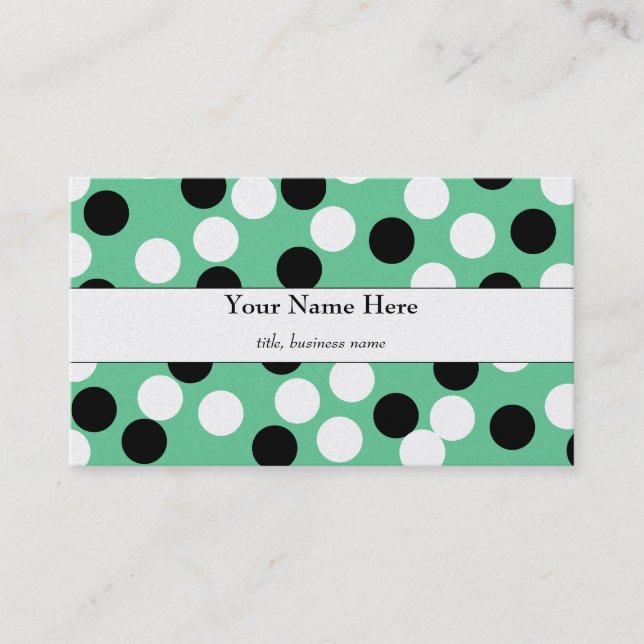 Black & White Polka Dot Business Card (Front)
