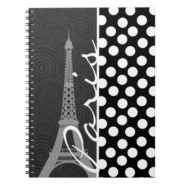 Black & White Polka Dot, Dots; Paris Notebook (Front)