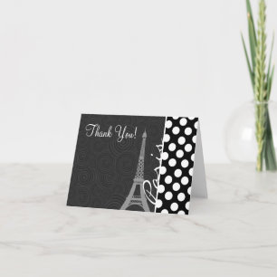 Black & White Polka Dot, Dots; Paris Thank You Card