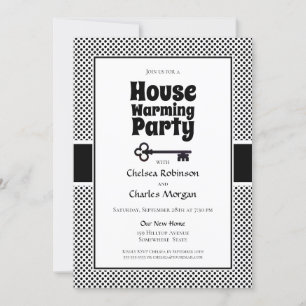 Black White Polka Dot Housewarming Party Invitation