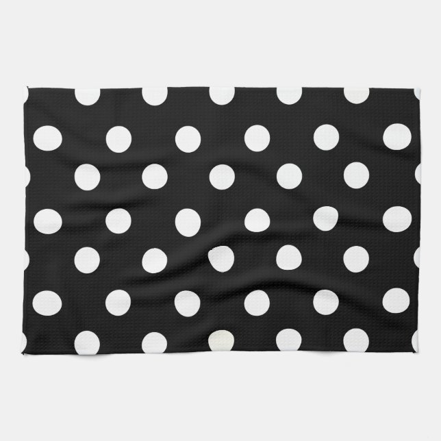 Black & White Polka Dot Kitchen Towel (Horizontal)
