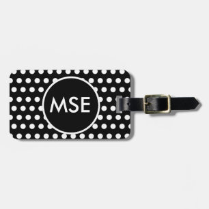 Black White Polka Dot Luggage Tag