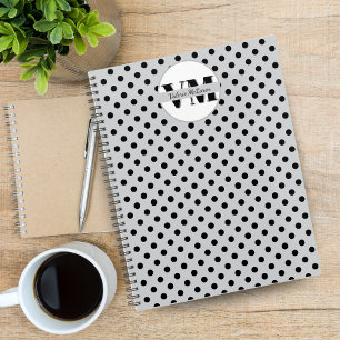 Black White Polka Dot Monogram 2026 Custom Noteboo Notebook