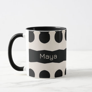 Black White Polka Dot Monogram Unique Pattern Mug