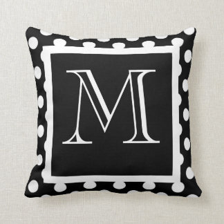 Black & White Polka Dot Monogrammed Pillow