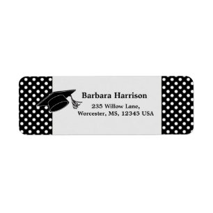 Black white polka dot, mortar Graduation