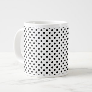 Black White Polka Dot Pattern Large Coffee Mug