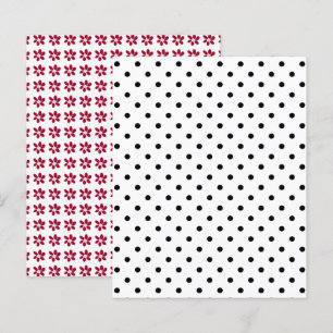 Black White Polka Dot Red Flowers Scrapbook Paper