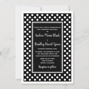 Black White Polka Dot Wedding Invitation