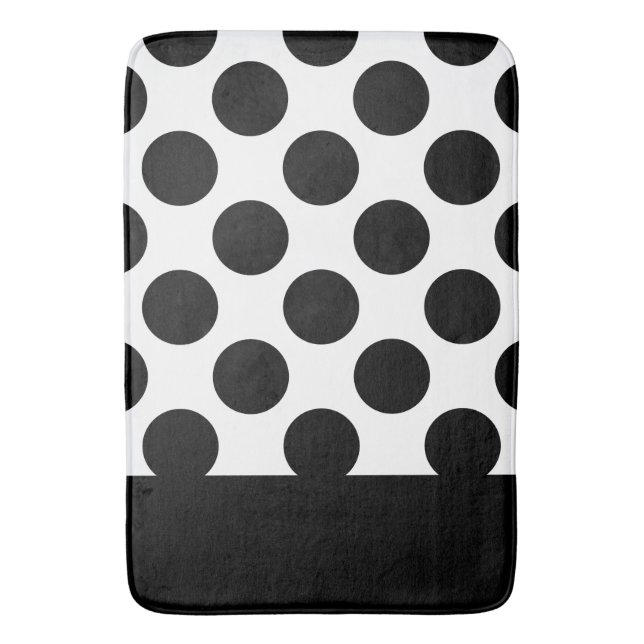 Black & White Polka dots   Bath Mat (Front Vertical)