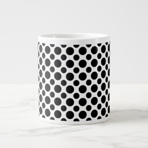 Black White Polka Dots Big and Small Large Coffee Mug