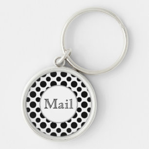 Black White Polka Dots Big and Small Mail Keychain