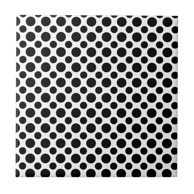Black White Polka Dots Big and Small Tile (Front)