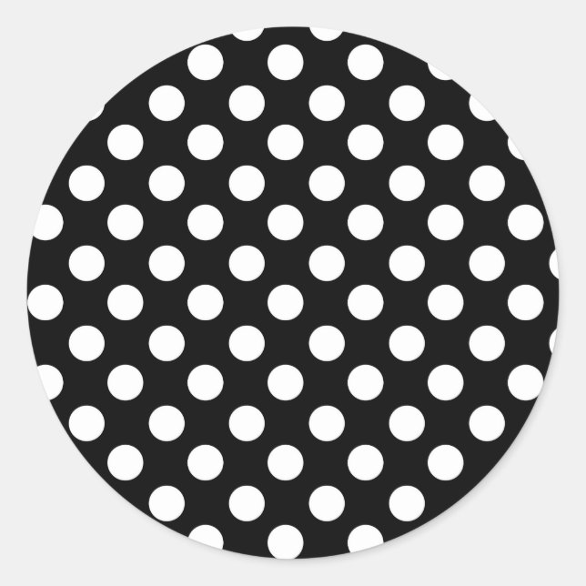 Black & White Polka Dots Birthday Party Classic Round Sticker (Front)
