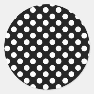 Black & White Polka Dots Birthday Party Classic Round Sticker