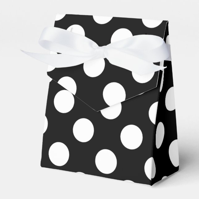 Black & White Polka Dots Birthday Party Favour Box (Front Side)