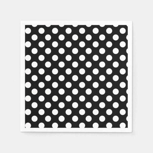 Black & White Polka Dots Birthday Party Napkin (Front)