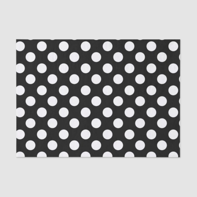 Black & White Polka Dots Birthday Party Tissue Paper (Front)