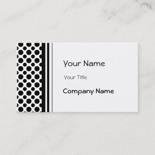 Black White Polka Dots Business Card Template (Front)