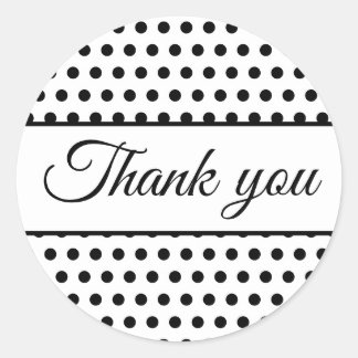 Black white polka dots classic round sticker