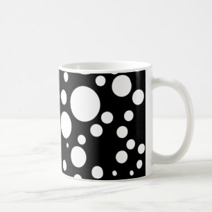 black white polka-dots coffee mug