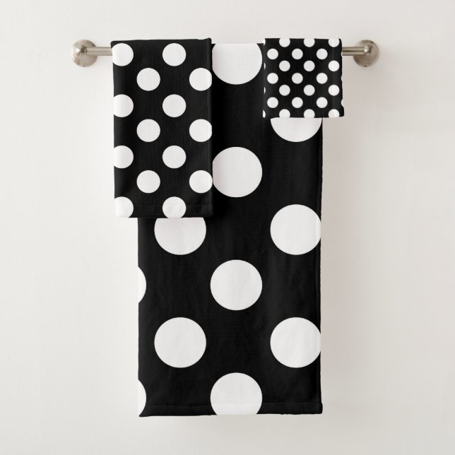 Black & White Polka Dots Dot Bath Towel Set (Insitu)
