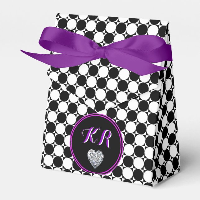 Black & White Polka Dots Favour Box (Front Side)
