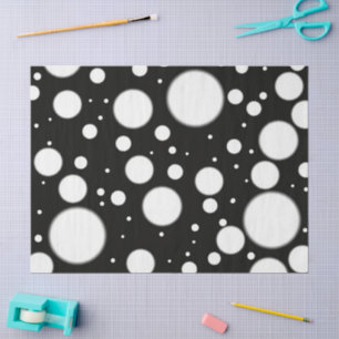 Black White Polka Dots Funky Pattern Decoupage Tissue Paper