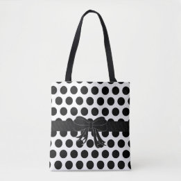 Black & White - Polka Dots - Handbag / Tote