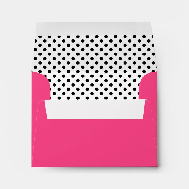 Black  White Polka Dots Hot Pink A-2 Envelope (Back (Bottom))