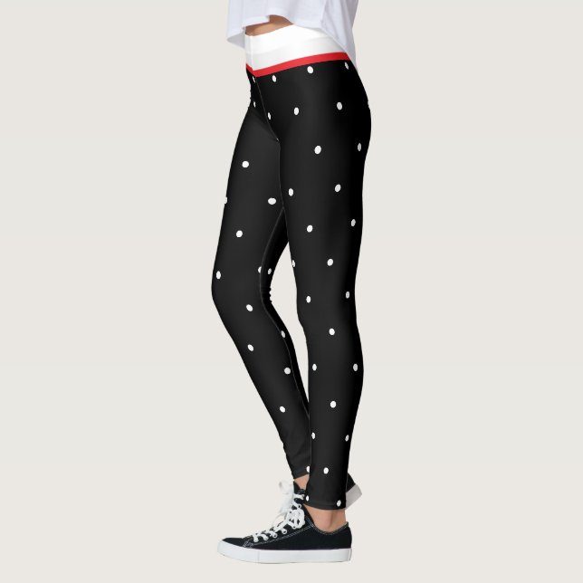 Black White Polka Dots Leggings (Left)