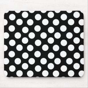Black & White Polka Dots Mouse Mat