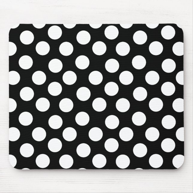 Black & White Polka Dots Mouse Mat (Front)